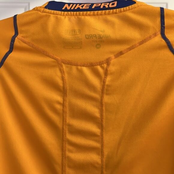 Nike Pro Dri-FIT Men's Bright Orange Short Sleeve Gym Training FITTED Shirt- Med - Picture 7 of 9